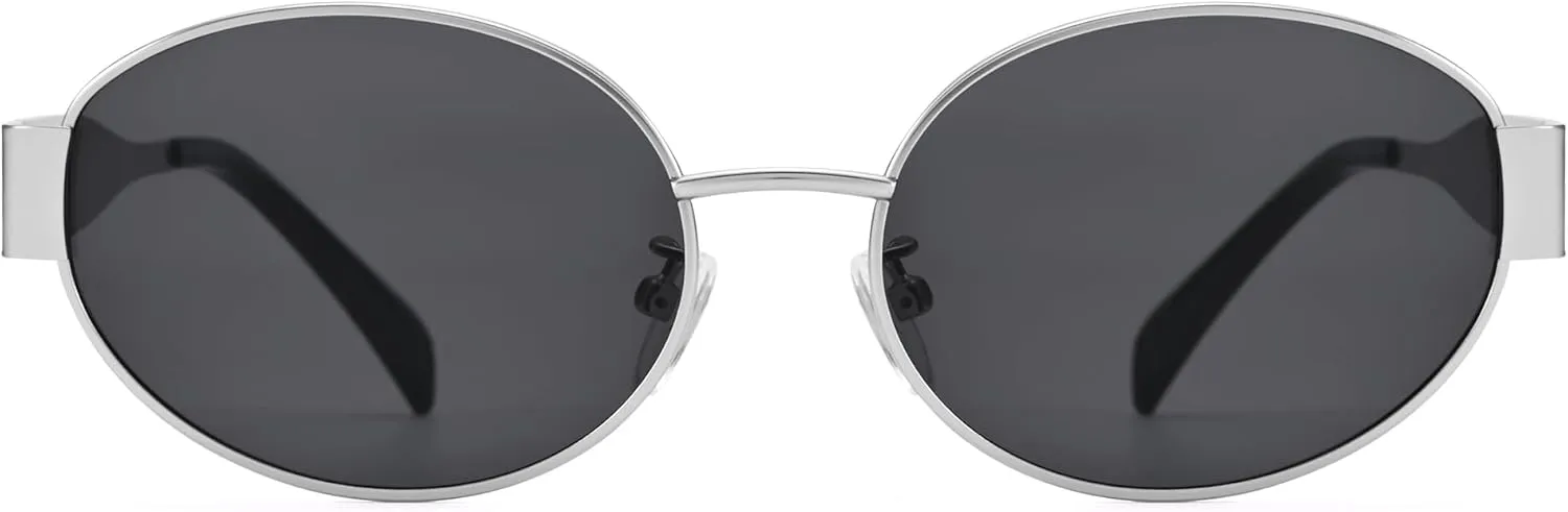 Retro Oval Sunglasses for Women Men - Trendy Gold Sun Glasses - Fashion Metal Frame Shades