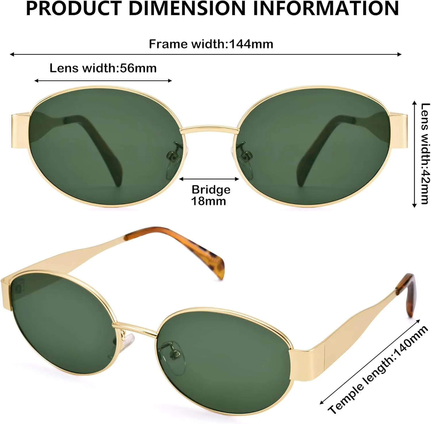 Retro Oval Sunglasses for Women Men - Trendy Gold Sun Glasses - Fashion Metal Frame Shades