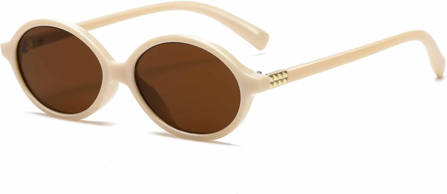 Retro Oval Sunglasses for Women Men Trendy Round Sunnies 90s Vintage Style