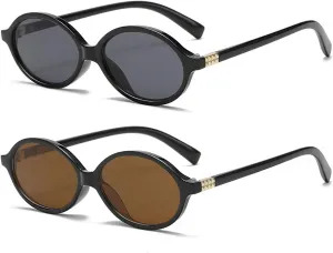 Retro Oval Sunglasses for Women Men Trendy Round Tortoise Sun Glasses 90s Vintage Shades