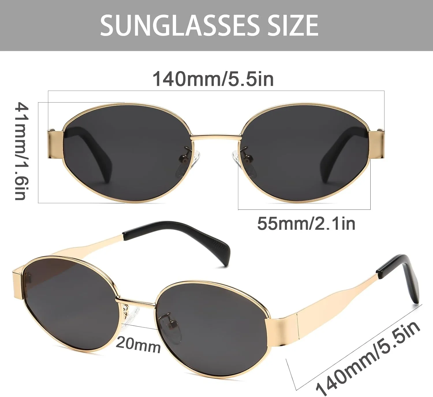 Retro Oval Sunglasses for Women Men Trendy Sun Glasses Classic Shades UV400 Protection
