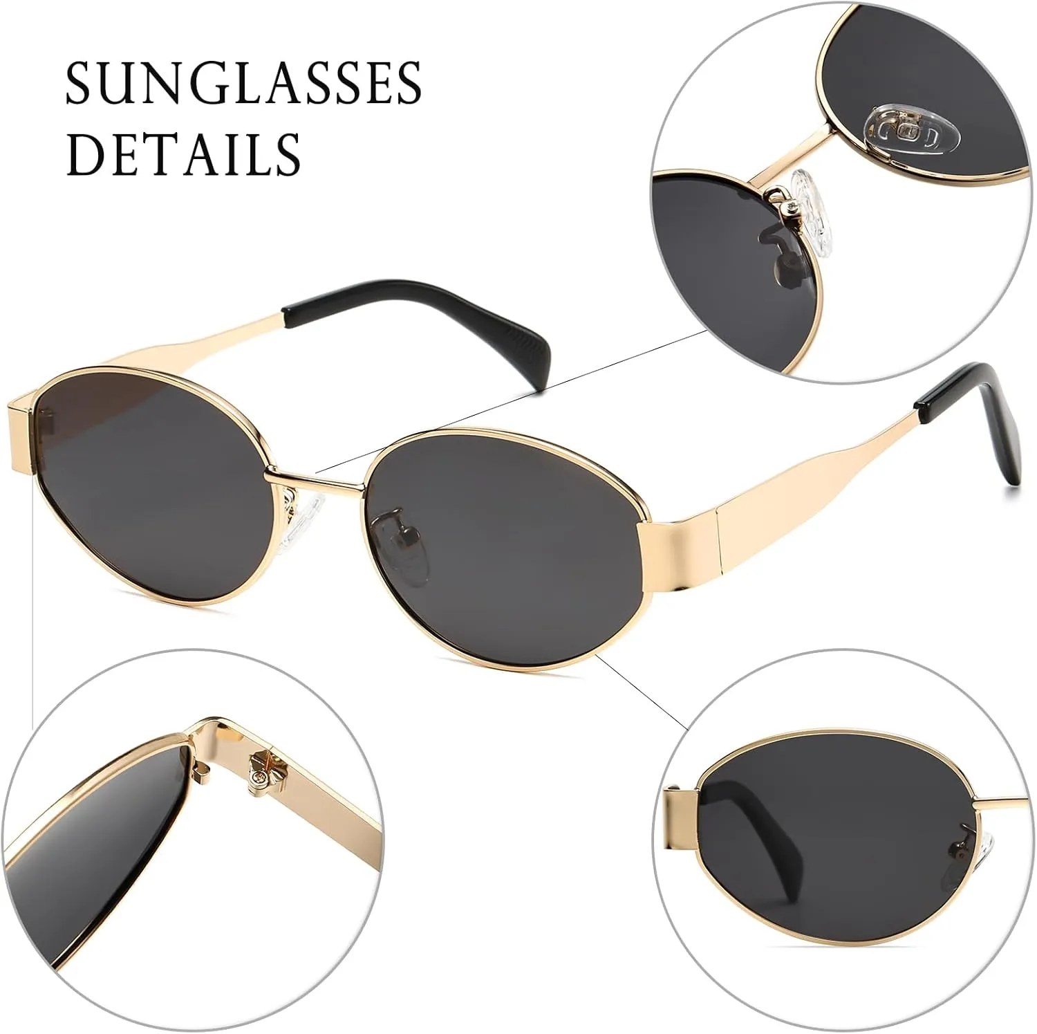 Retro Oval Sunglasses for Women Men Trendy Sun Glasses Classic Shades UV400 Protection