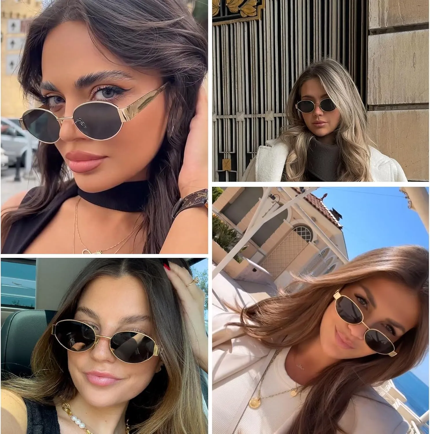 Retro Oval Sunglasses for Women Men Trendy Sun Glasses Classic Shades UV400 Protection