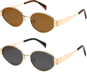 Retro Oval Sunglasses for Women Men Trendy Sun Glasses Classic Shades UV400 Protection