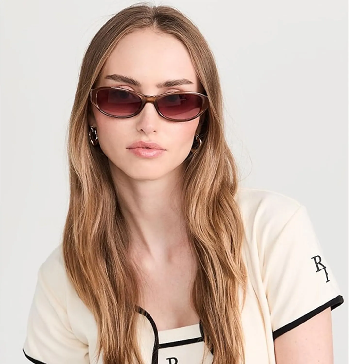 Retro Oval Sunglasses for Women Trendy Cute Womens Small Oval Sunglasses 90s Narrow Cat Eye Shades