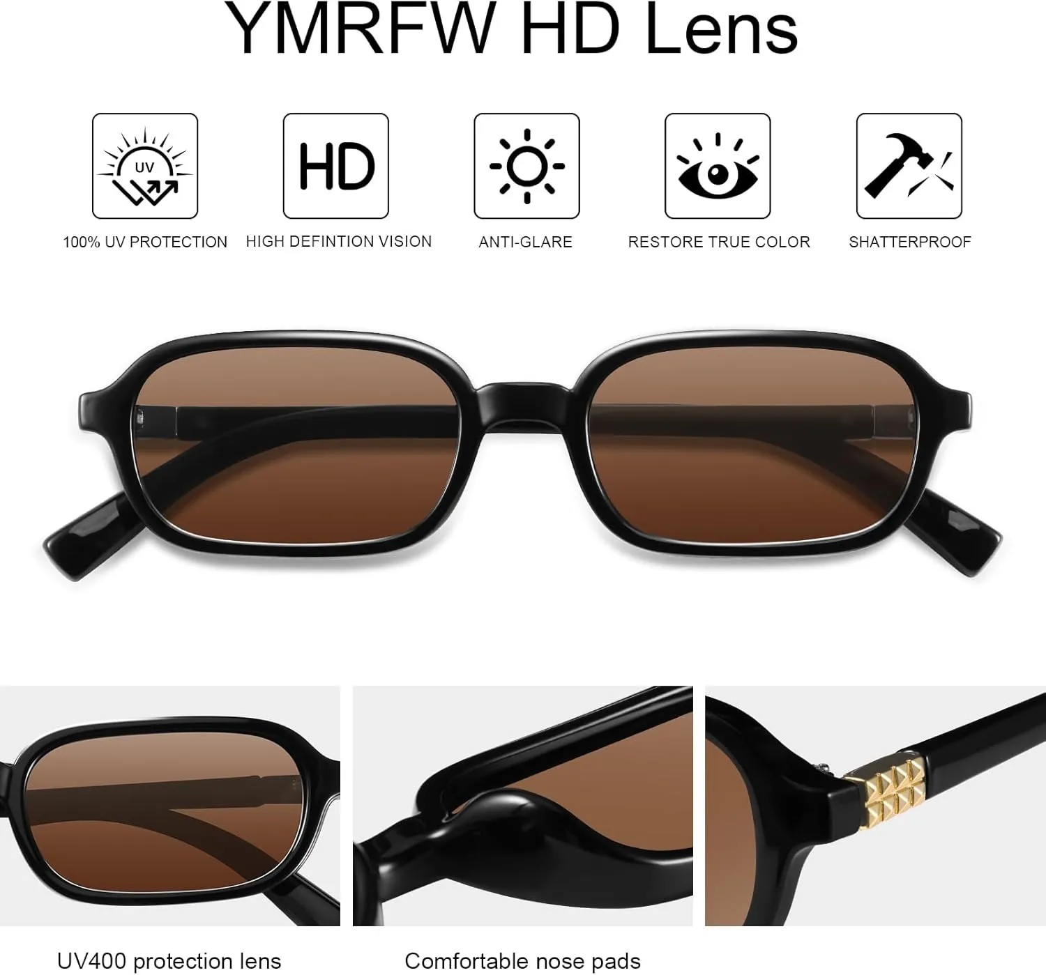 Retro Rectangular Sunglasses for Women Narrow Trendy Small 90s Style Square Frame UV Protection Sun Glasses