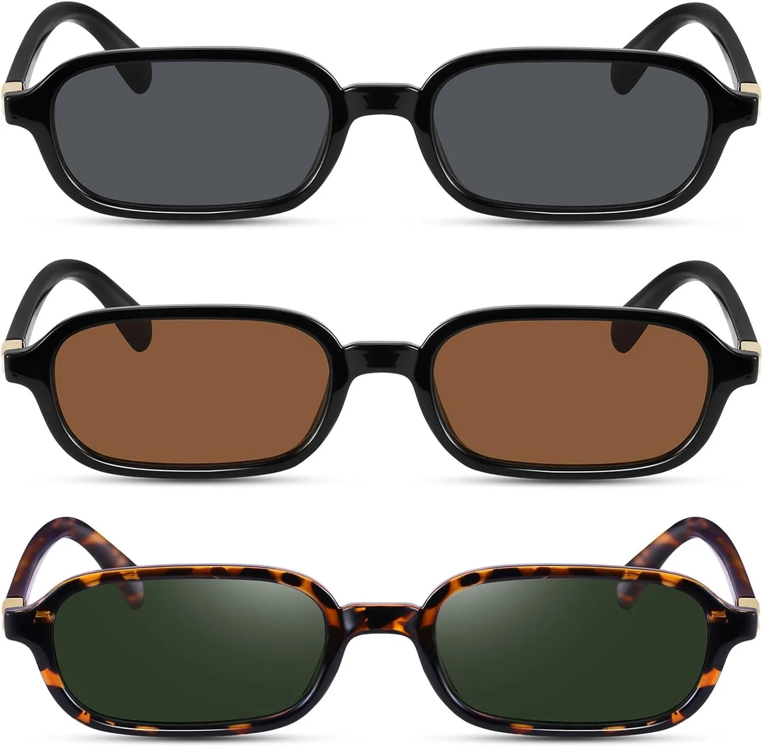 Retro Rectangular Sunglasses for Women Narrow Trendy Small 90s Style Square Frame UV Protection Sun Glasses