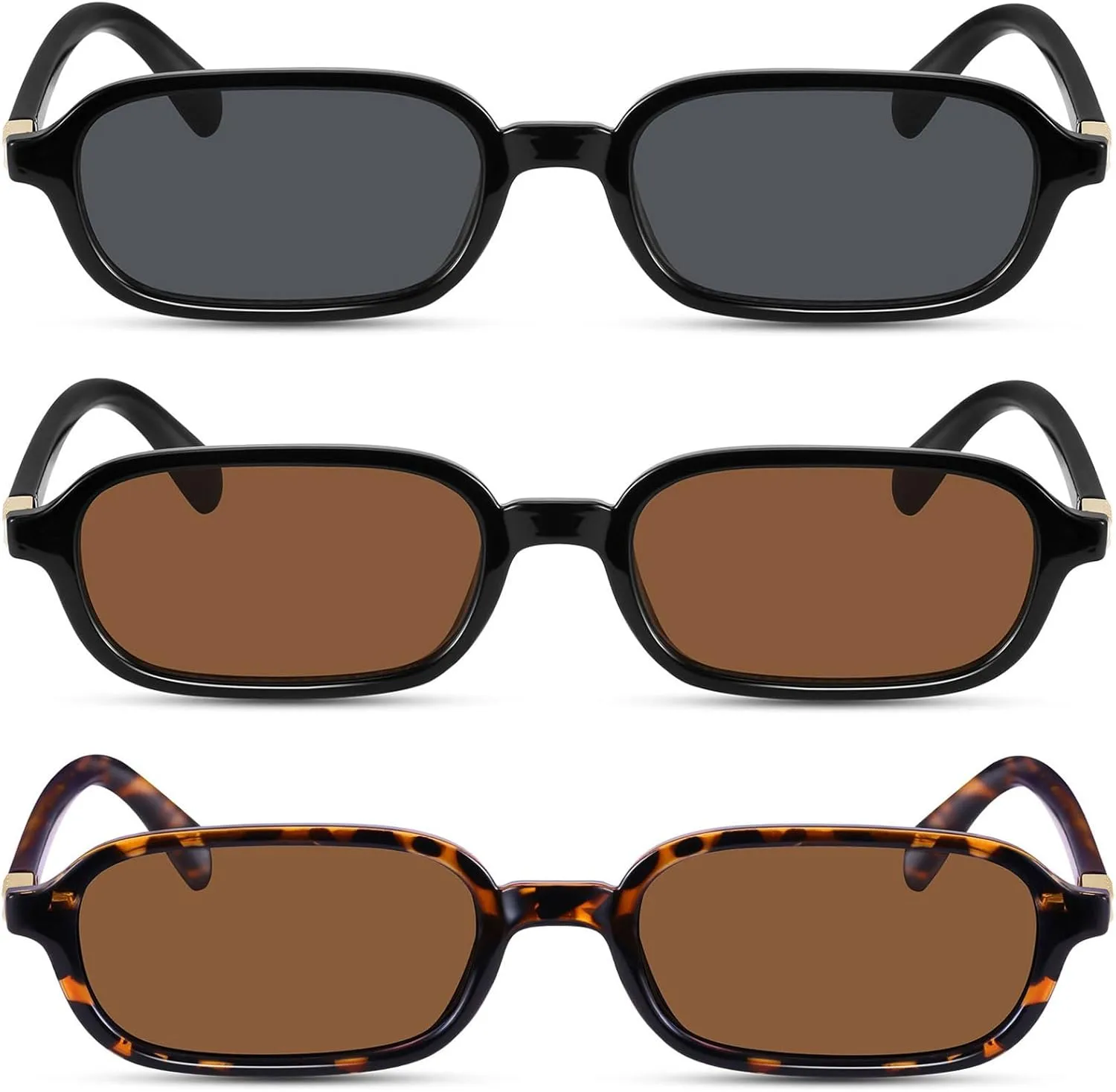 Retro Rectangular Sunglasses for Women Narrow Trendy Small 90s Style Square Frame UV Protection Sun Glasses