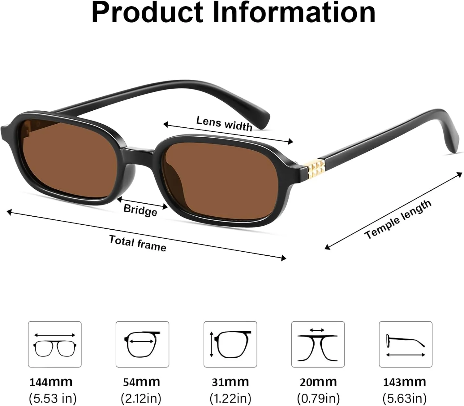 Retro Rectangular Sunglasses for Women Narrow Trendy Small 90s Style Square Frame UV Protection Sun Glasses