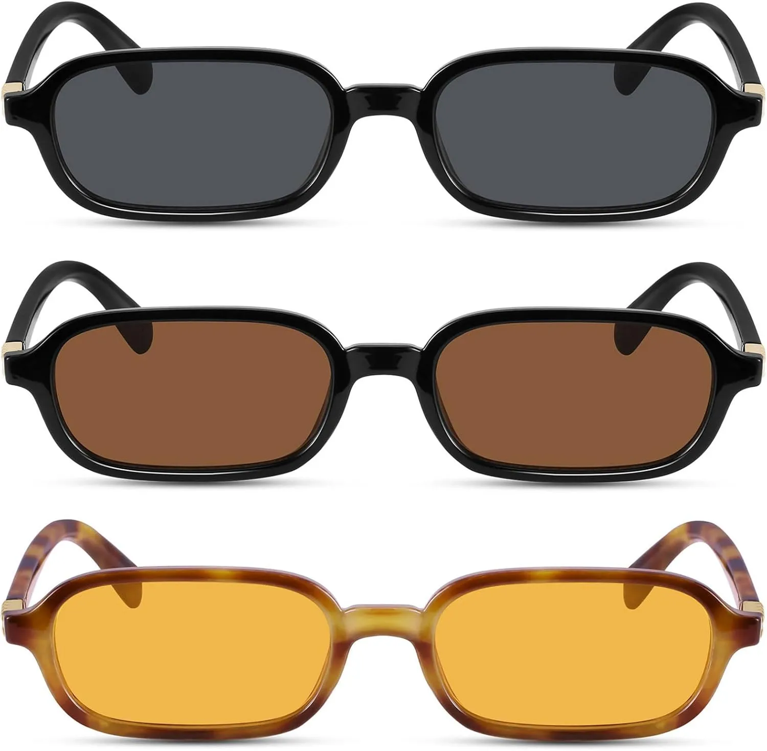 Retro Rectangular Sunglasses for Women Narrow Trendy Small 90s Style Square Frame UV Protection Sun Glasses