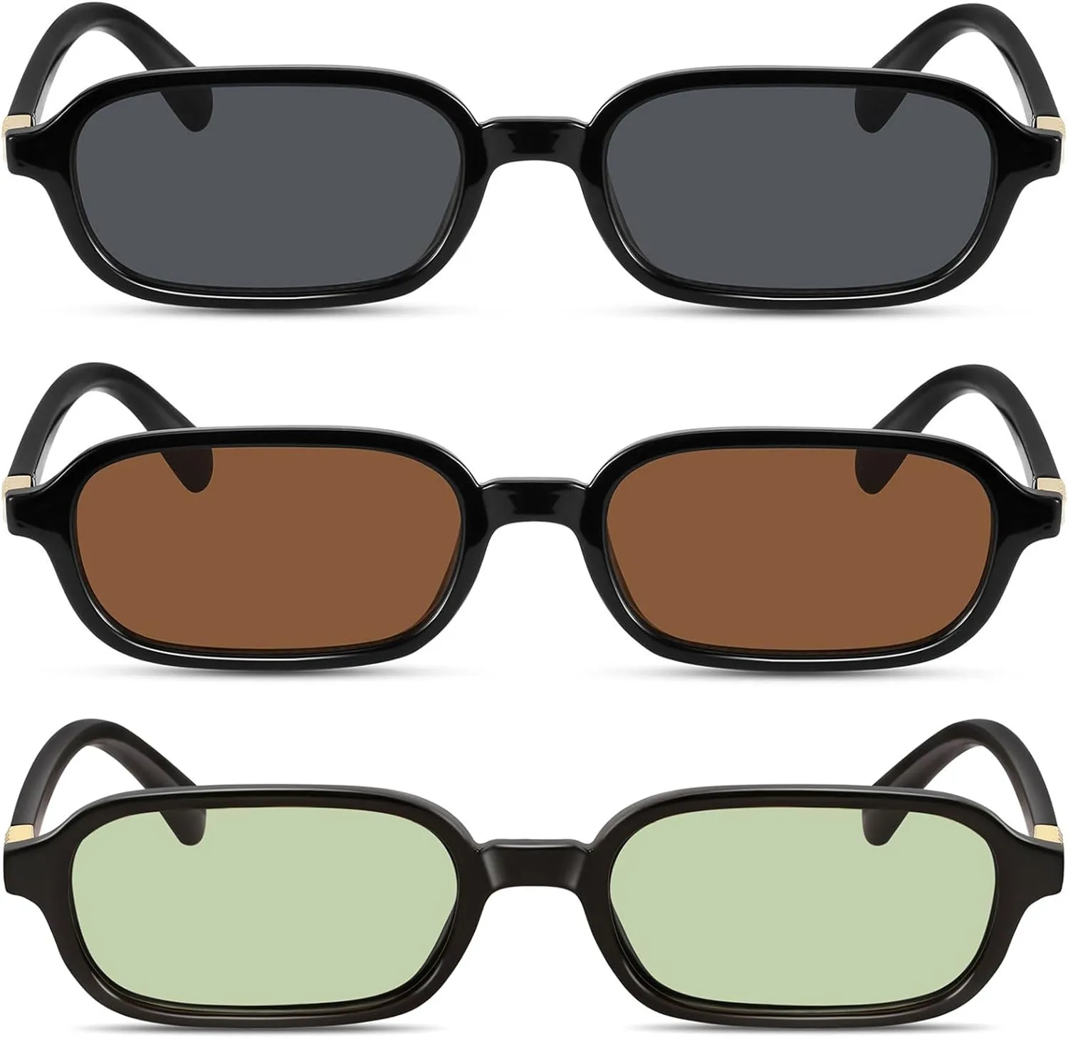 Retro Rectangular Sunglasses for Women Narrow Trendy Small 90s Style Square Frame UV Protection Sun Glasses