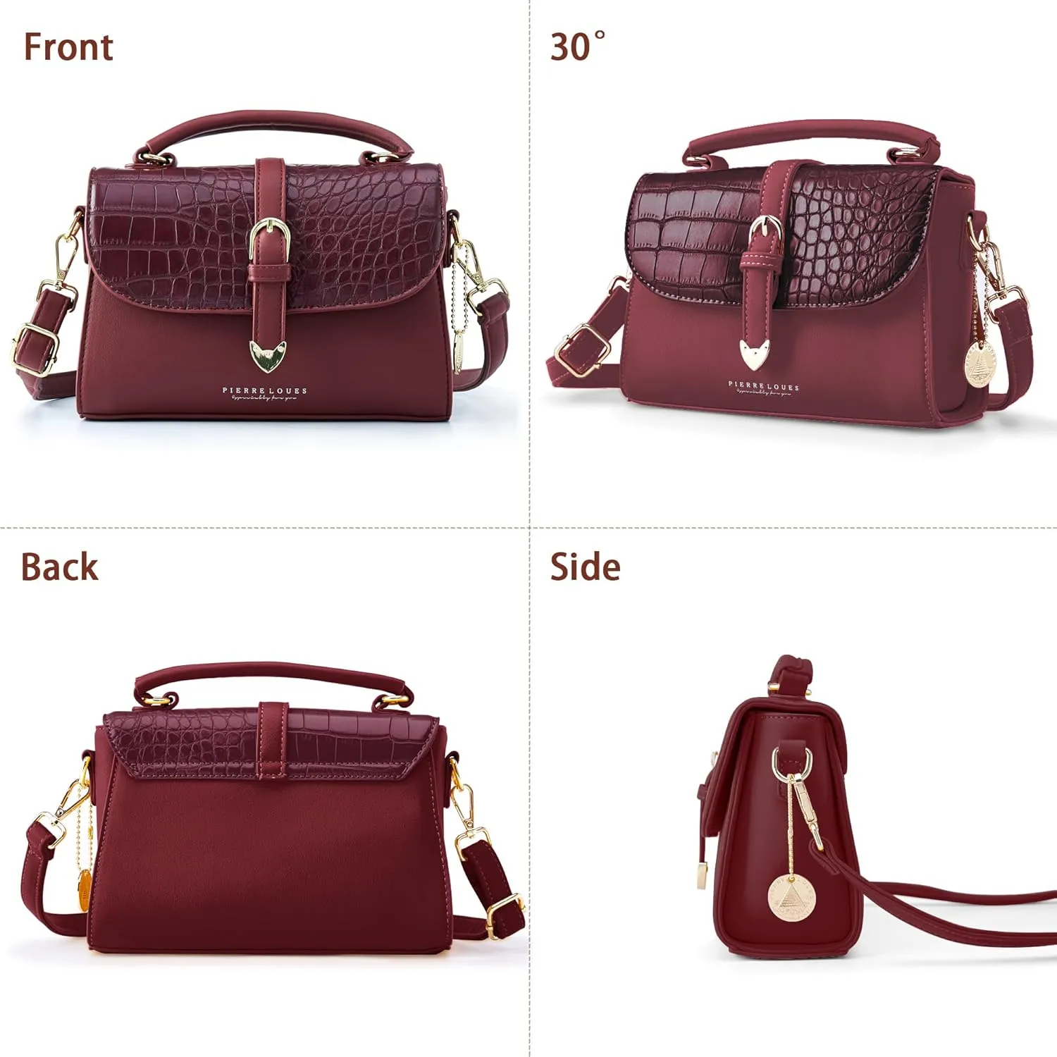 Retro Satchel Crossbody Handbags for Women, Trendy Crocodile Designer Leather Flap Top Handle Purses Shoulder Bag