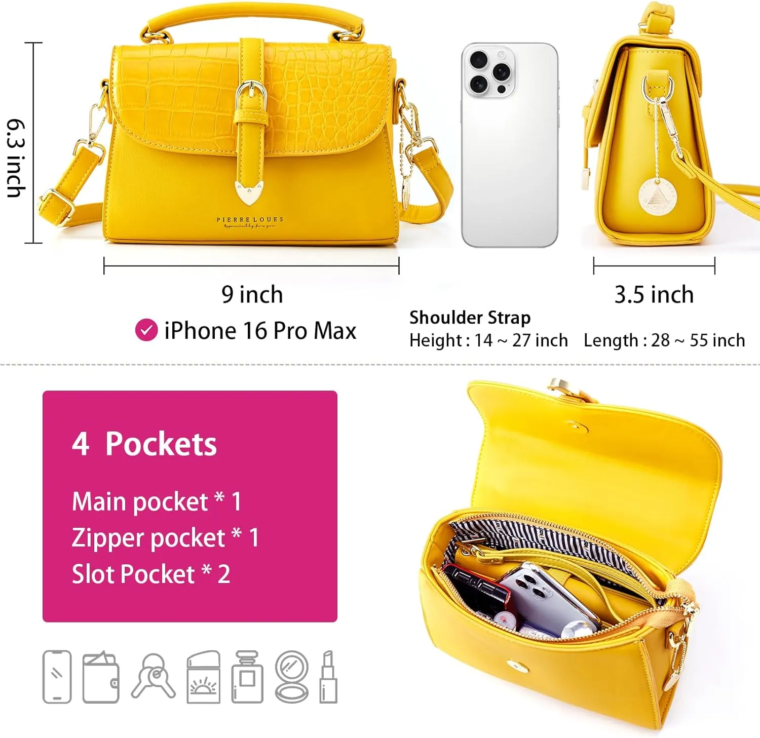 Retro Satchel Crossbody Handbags for Women, Trendy Crocodile Designer Leather Flap Top Handle Purses Shoulder Bag