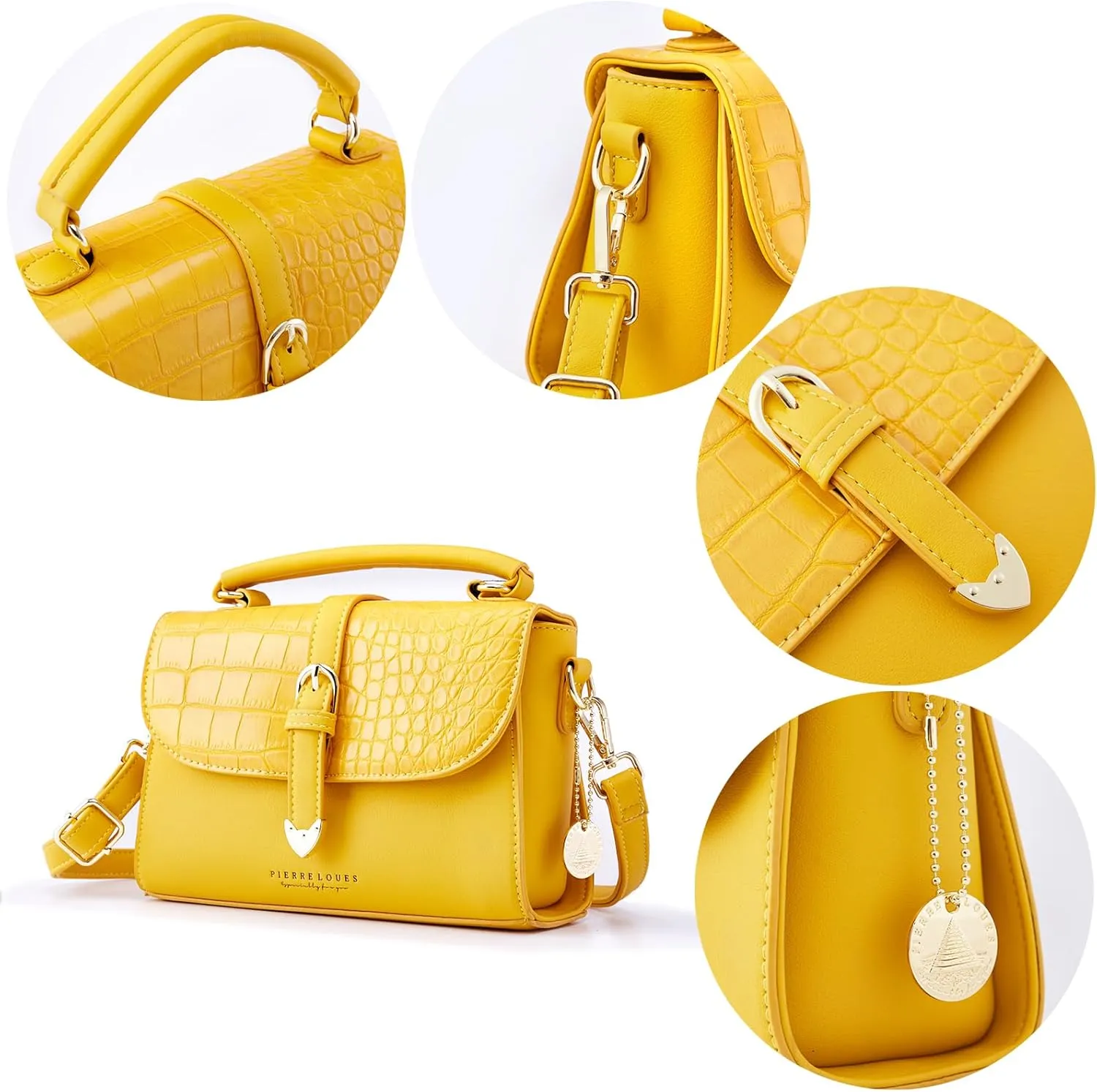 Retro Satchel Crossbody Handbags for Women, Trendy Crocodile Designer Leather Flap Top Handle Purses Shoulder Bag