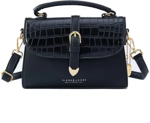 Retro Satchel Crossbody Handbags for Women, Trendy Crocodile Designer Leather Flap Top Handle Purses Shoulder Bag