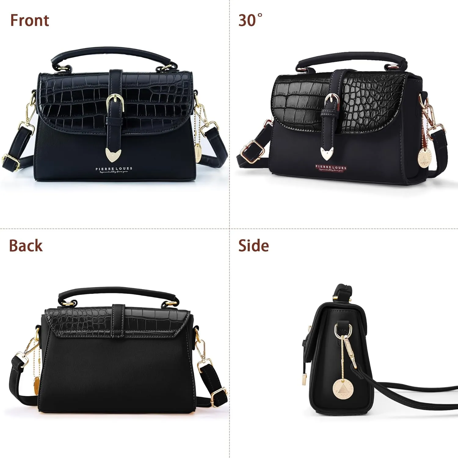 Retro Satchel Crossbody Handbags for Women, Trendy Crocodile Designer Leather Flap Top Handle Purses Shoulder Bag