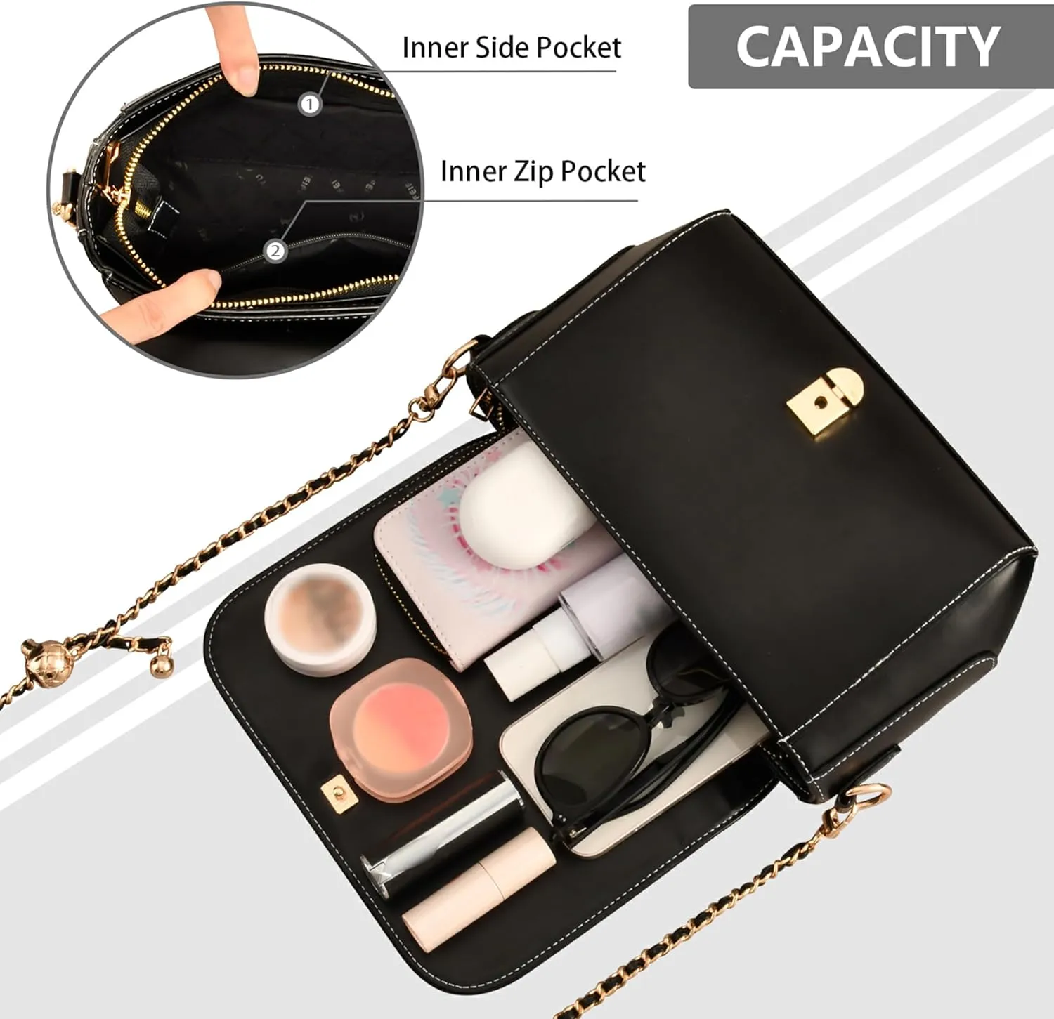 Retro Shoulder Leather Bags, Cute Woodland Animals Fox Crossbody Bags for Women Phone Satchel with Chain Strap