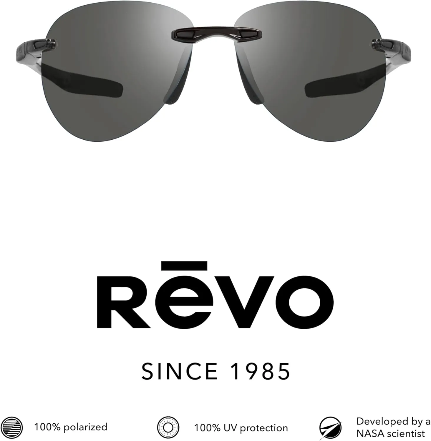 Revo Descend A: Polarized Lens with Rimless Aviator Frame Rectangular Sport Sunglasses