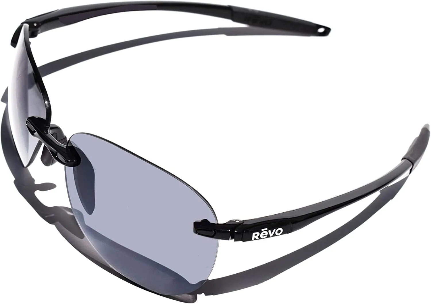 Revo Descend A: Polarized Lens with Rimless Aviator Frame Rectangular Sport Sunglasses