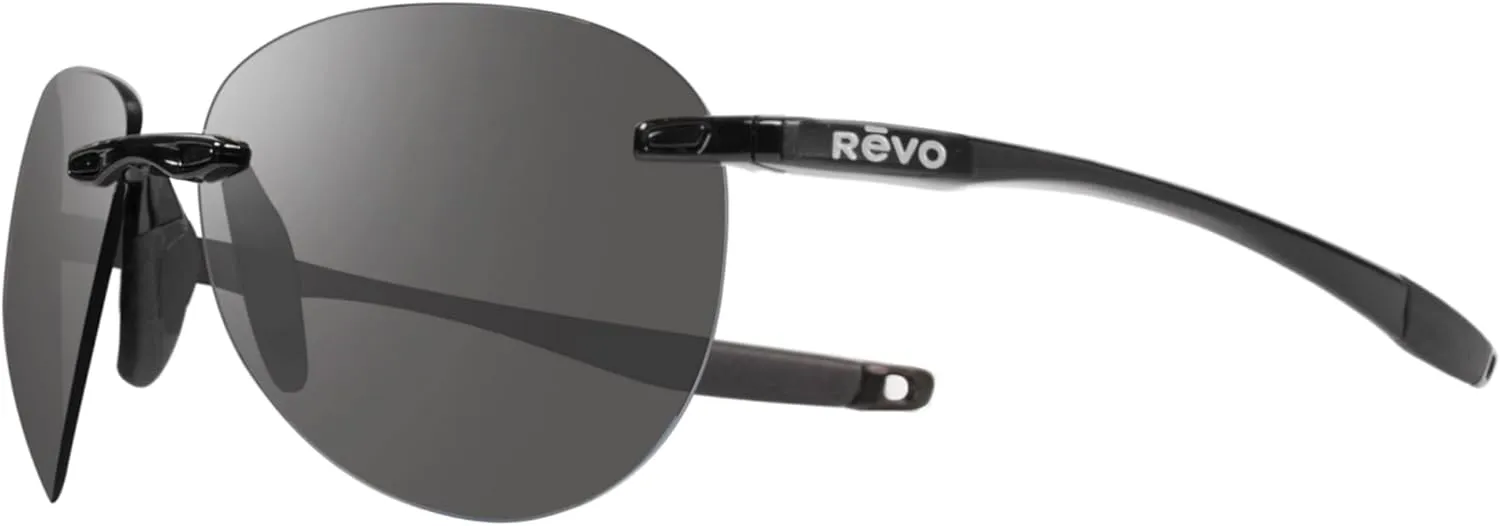 Revo Descend A: Polarized Lens with Rimless Aviator Frame Rectangular Sport Sunglasses
