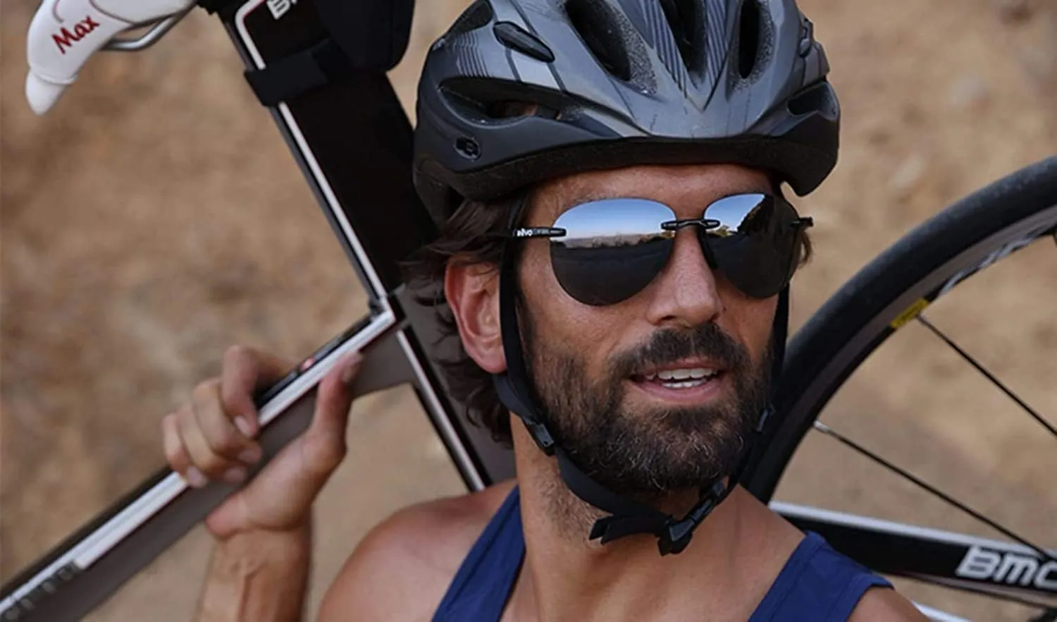 Revo Descend A: Polarized Lens with Rimless Aviator Frame Rectangular Sport Sunglasses