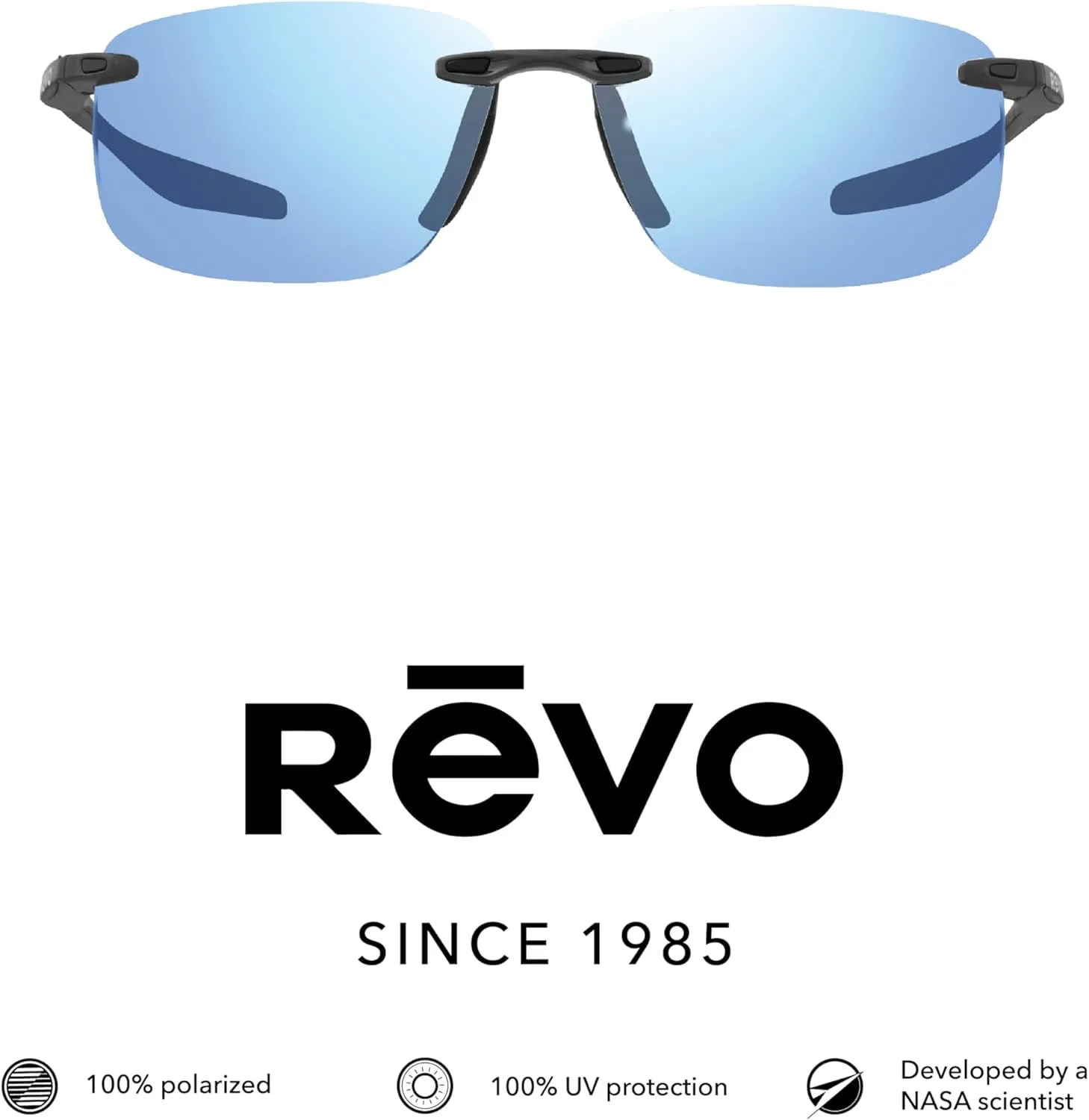 Revo Sunglasses Descend N: Polarized Lens with Rimless Rectangular Frame