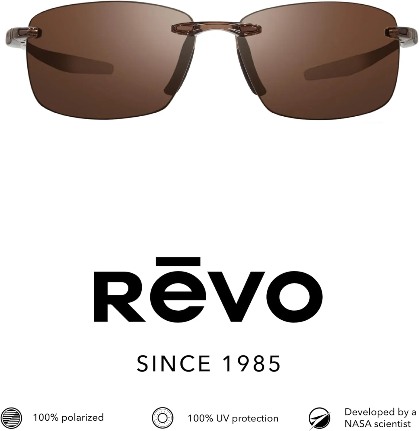 Revo Sunglasses Descend N: Polarized Lens with Rimless Rectangular Frame