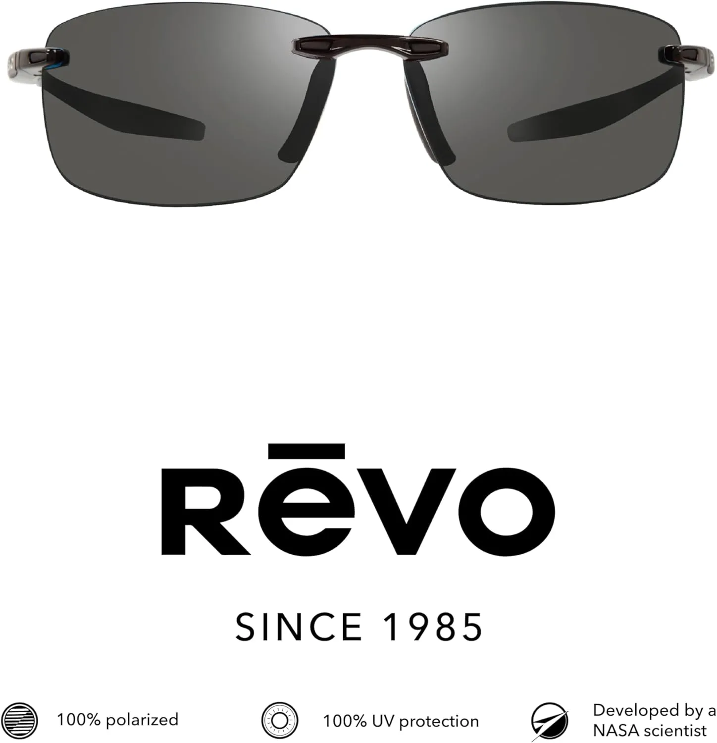 Revo Sunglasses Descend N: Polarized Lens with Rimless Rectangular Frame
