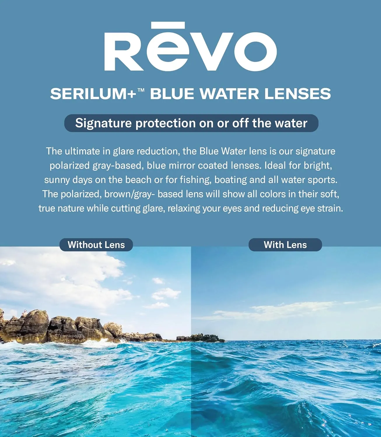 Revo Sunglasses Descend N: Polarized Lens with Rimless Rectangular Frame