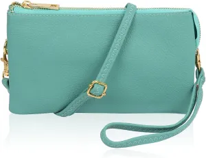 RIAH FASHION Convertible Vegan Leather Wallet Purse Clutch - Small Handbag Phone/Card Slots & Detachable Wristlet/Crossbody
