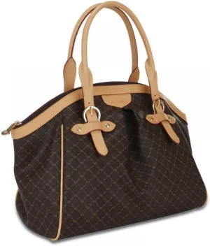 Rioni Designer Handbags & Luggage Signature Brown Ruched Satchel with Buckle