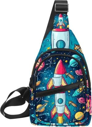 Rocket Crossbody Bag with Adjustable Shoulder Strap, Shoulder Bag for Men and Women Sling Backpack for Travel, Cycling, Work, Sport