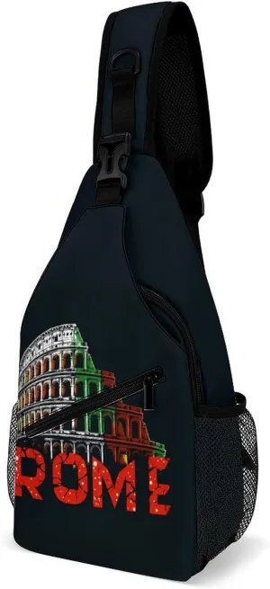 Rome Colosse-um Italy Souvenir Crossbody Sling Bags Shoulder Backpack Chest DayPack Handbag