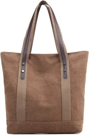 ROUROU Cotton Canvas Handbag for Women Large Capacity Shoulder Bag Hobo Tote Bag Commuter Satchel Casual Purse