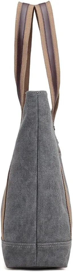 ROUROU Cotton Canvas Handbag for Women Large Capacity Shoulder Bag Hobo Tote Bag Commuter Satchel Casual Purse