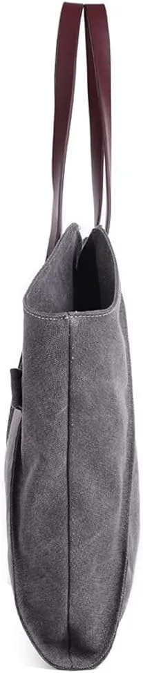 ROUROU Fashion Cotton Canvas Shoulder Bag for Women Top Handle Satchel Large Capacity Handbag Hobo Tote Bag Commuter Purse