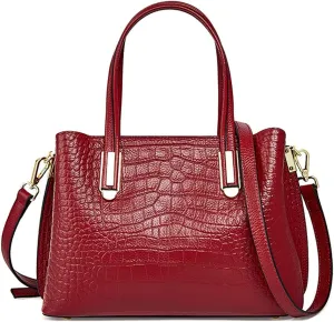 ROUROU Genuine Leather Tote Bag for Women Crocodile Print Shoulder Bag Fashion Crossbady Bag Top Handle Handbag Retro Purse