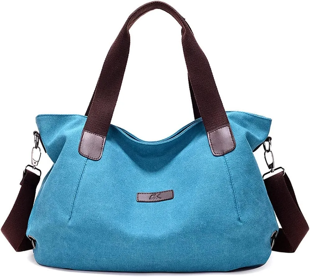 ROUROU Retro Shoulder Bag for Women Cotton Canvas Handbag Large Capacity Crossbody Bag Hobo Tote Bag Casual Satchel Purse