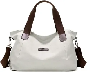ROUROU Retro Shoulder Bag for Women Cotton Canvas Handbag Large Capacity Crossbody Bag Hobo Tote Bag Casual Satchel Purse