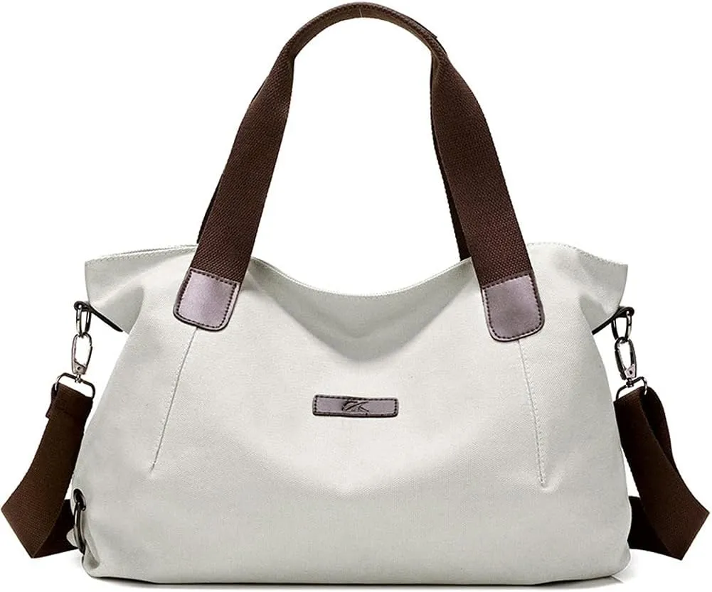 ROUROU Retro Shoulder Bag for Women Cotton Canvas Handbag Large Capacity Crossbody Bag Hobo Tote Bag Casual Satchel Purse