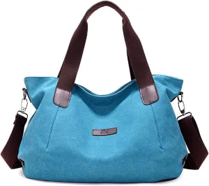 ROUROU Retro Shoulder Bag for Women Cotton Canvas Handbag Large Capacity Crossbody Bag Hobo Tote Bag Casual Satchel Purse