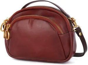 ROUROU Retro Shoulder Bag for Women Top Handle Handbag Mini Crossbody Bag Genuine Leather Clutch Bag Coin Purse Wallet