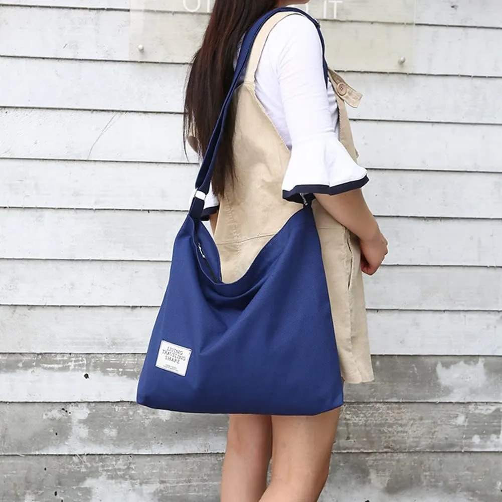 ROUROU Shoulder Bag for Women Casual Crossbody Bag Large Capacity Handbag Canvas Tote Bag Purse