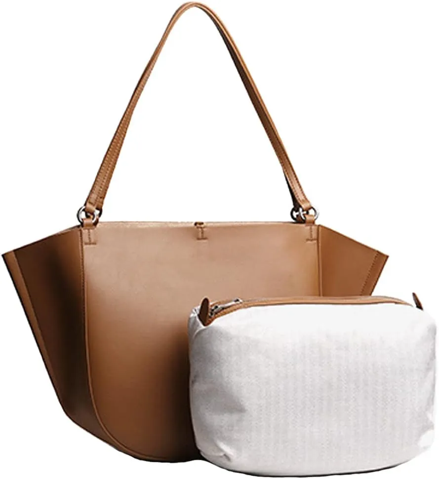 ROUROU Shoulder Bag for Women Multi Pocket Tote Bag Large Capacity Handbag Top Handle Satchel Retro Purse
