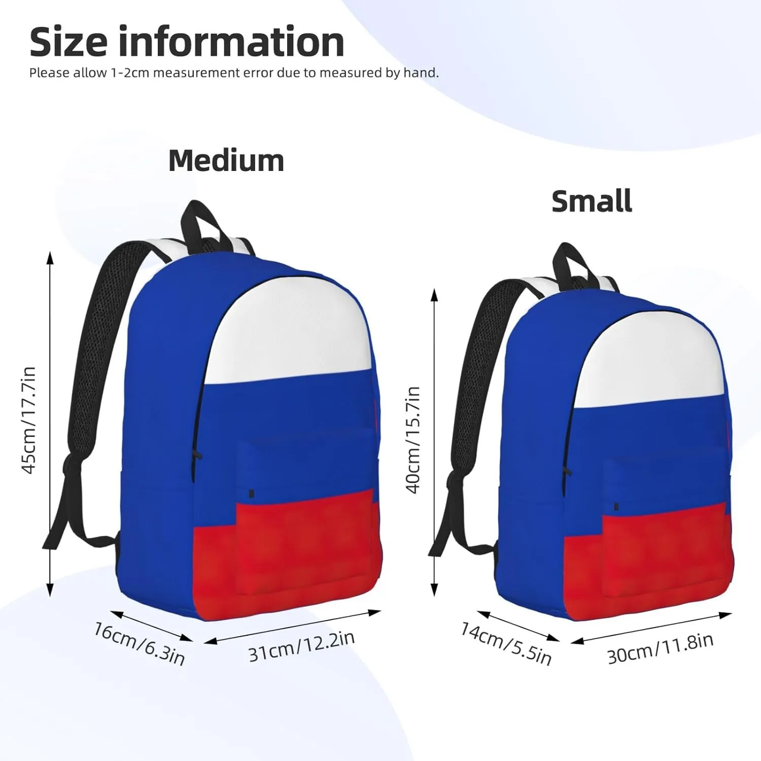 Russian Flag print Backpack Travel Backpacks for Women Men College Backpack Computer Bag for Travel