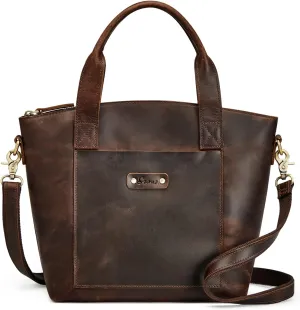S-ZONE Genuine Leather Satchel Bags for Women Crossbody Tote Top-Handle Handbags Shoulder Purse Medium