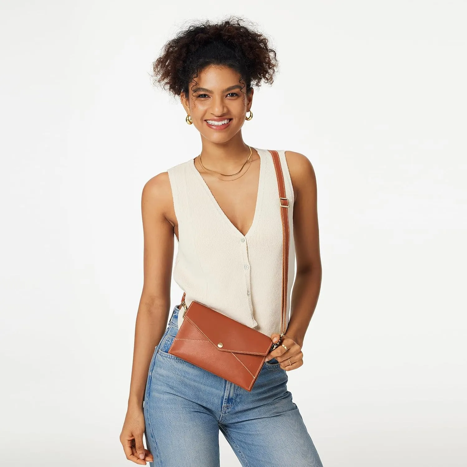 S-ZONE Leather Envelope Convertible Crossbody Bags for Women Wristlet Clutch Purses Small Shoulder Handbag with 2 straps