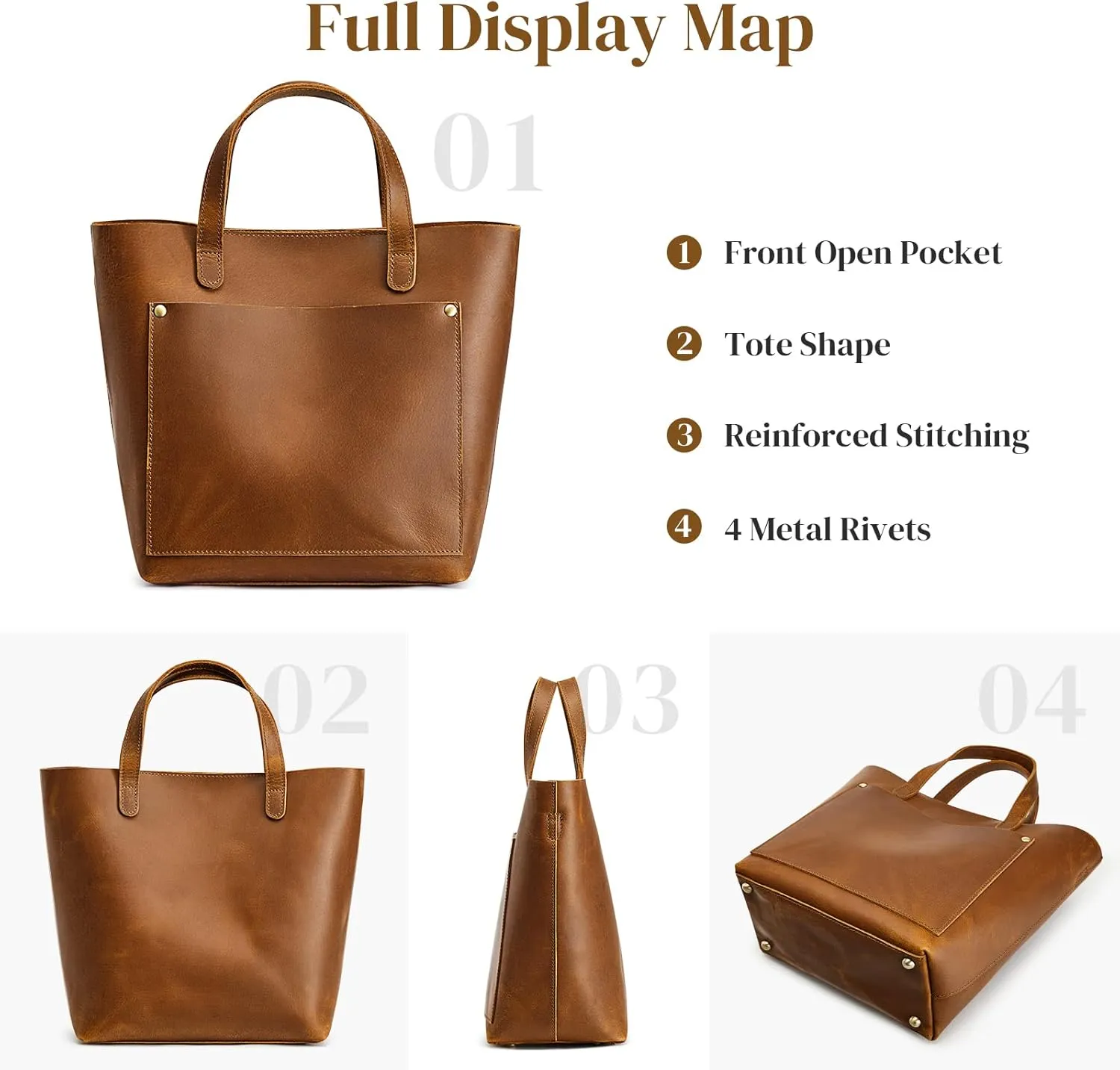 S-ZONE Leather Mini Crossbody Tote Bag Satchel Top-Handle Handbags Shoulder Purses with Inner Pouch