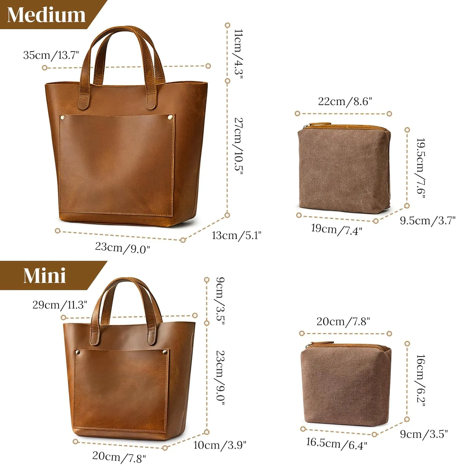 S-ZONE Leather Mini Crossbody Tote Bag Satchel Top-Handle Handbags Shoulder Purses with Inner Pouch