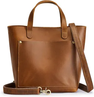 S-ZONE Leather Mini Crossbody Tote Bag Satchel Top-Handle Handbags Shoulder Purses with Inner Pouch